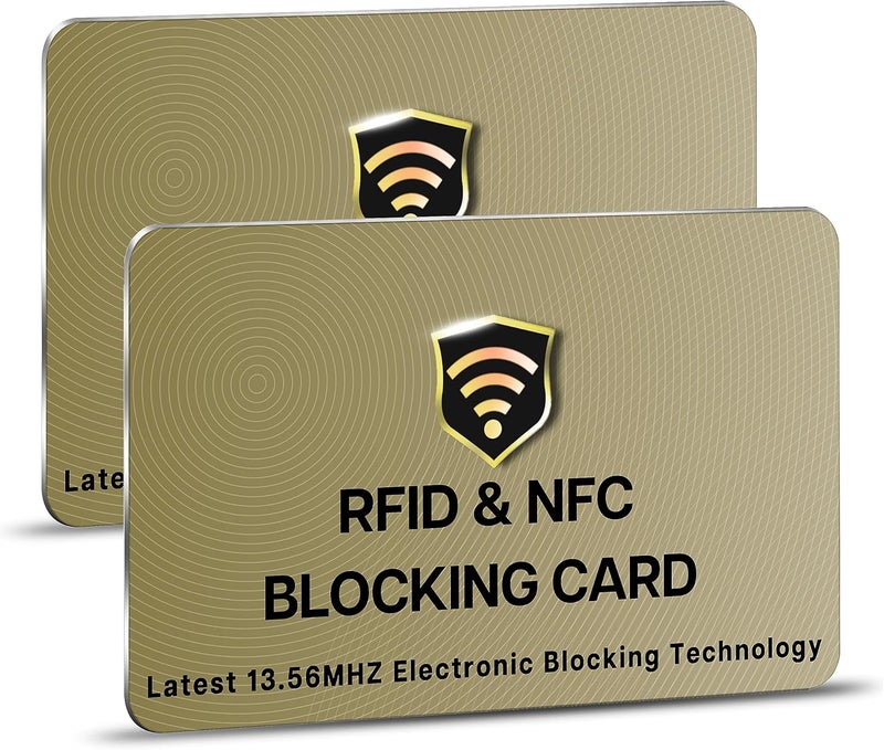 SaiTech IT RFID Protected Cards, 2 Pack One Card Protects Entire Wallet Purse For Men & Women, NFC Contactless Bank Debit Credit Card Protector ID ATM Guard Card – Golden - Image 1